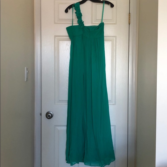 BCBGMaxAzria One-shoulder Green Chiffon Dress - Picture 3 of 8